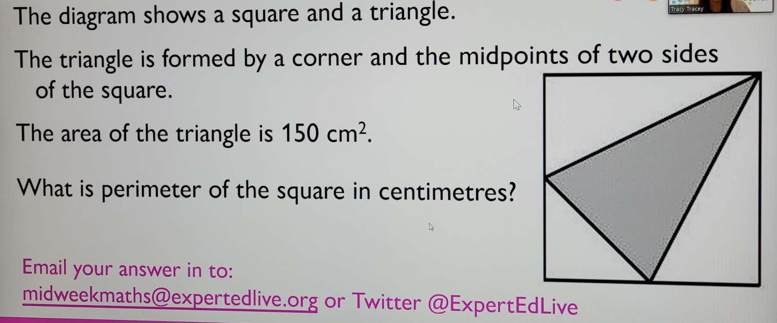 Solved: The diagram shows a square and a triangle. The triangle is ...