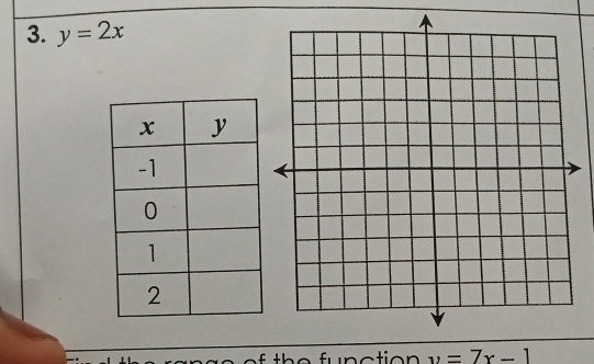 y=2x
fu n ction v=7x-1