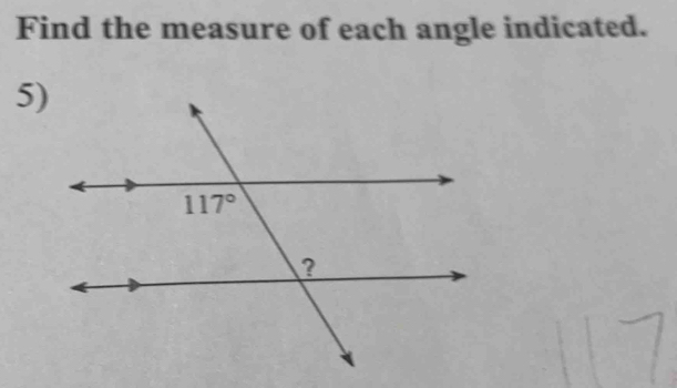 Find the measure of each angle indicated.
5)