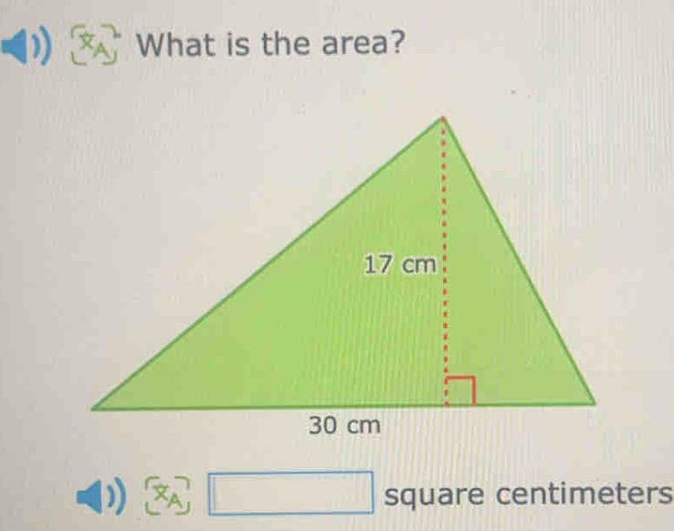 What is the area?
X square centimeters