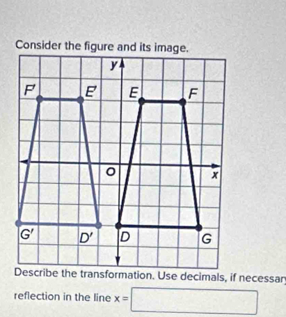 reflection in the line x= □° □