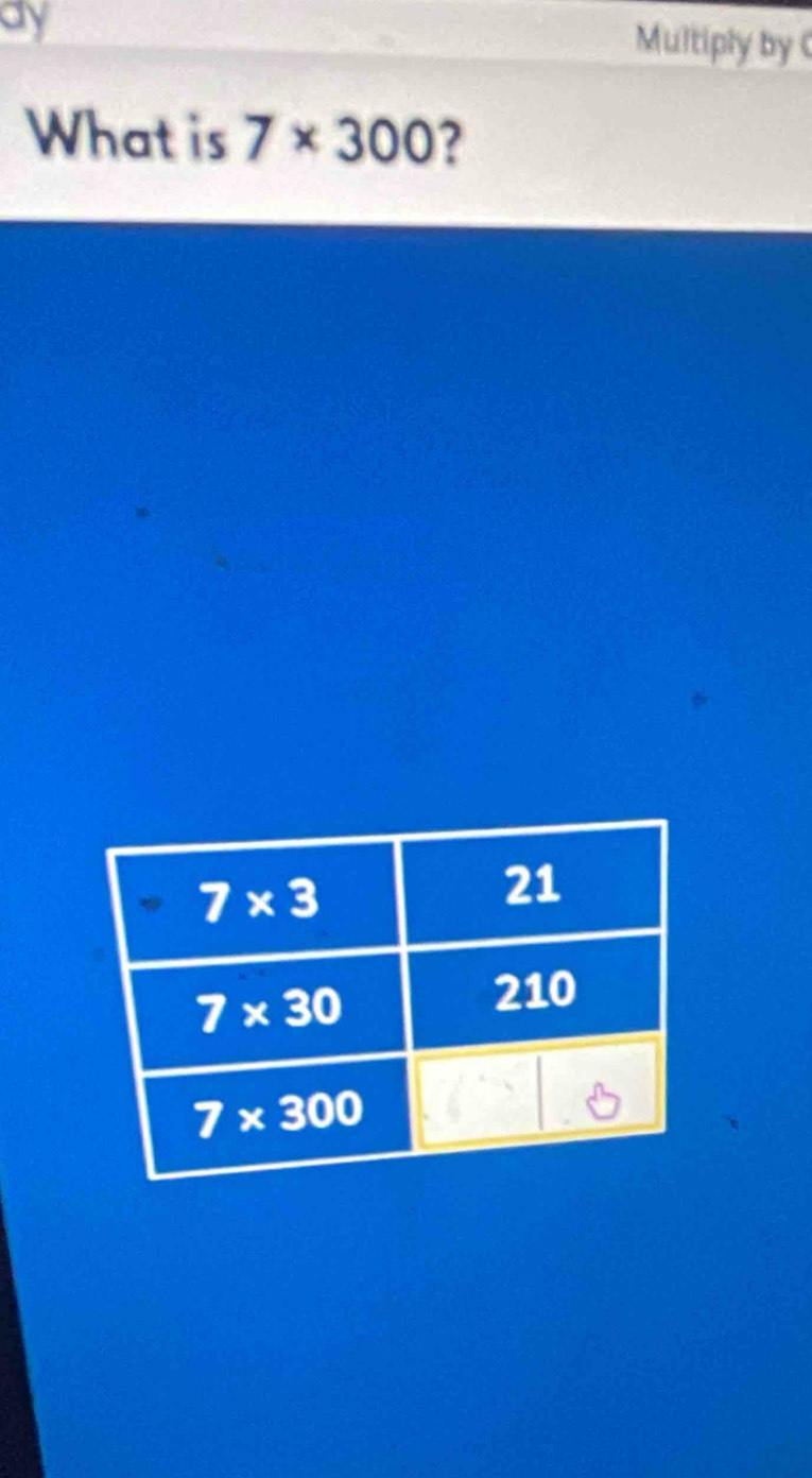 ay Multiply by C
What is 7* 300 ?