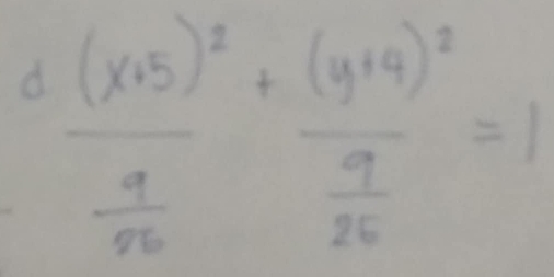 A frac (x+5)^2 9/56 +frac (y+4)^2 9/25 =1