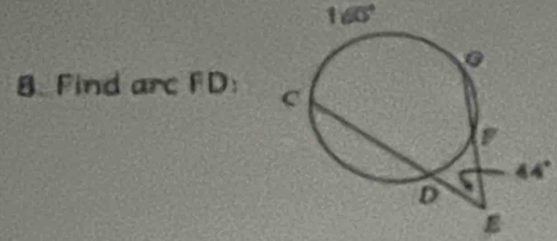 160°
8. Find arc FD :
E