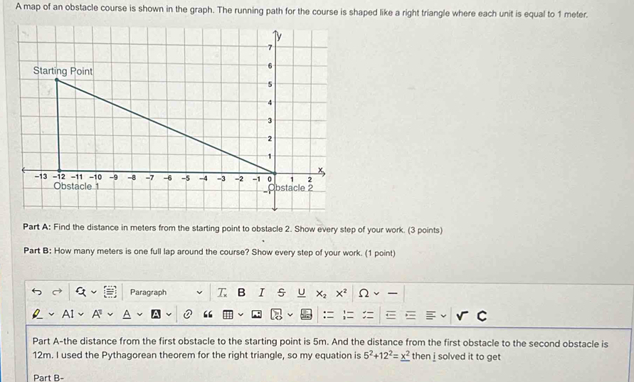 Solved: A map of an obstacle course is shown in the graph. The running ...