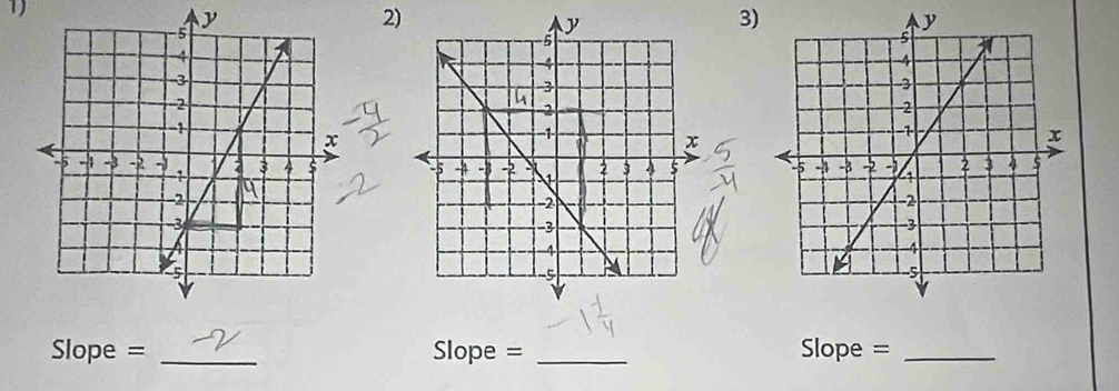 Slope = _ Slope = _  Slope =_