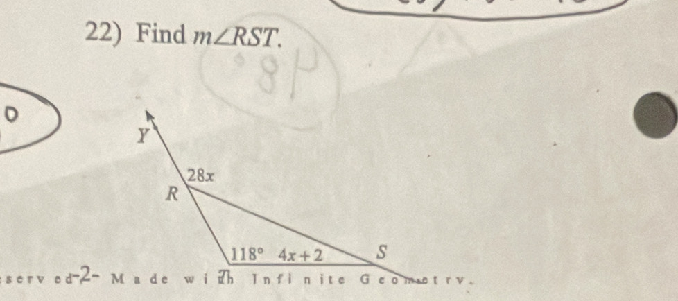 Find m∠ RST.
r v e 2-