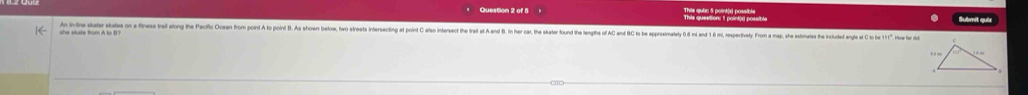 This question: 1 point(s) possl This quée 5 poiréés) possibée . 
she skate from A to B? An inina dlte sats n a fhies al laing o aio Cocan for poin poirn . s soe ee e s i oi e a e a e ean e a a e e e e a e