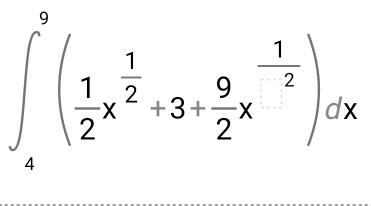 ∈t _4^(5(frac 1)2x^(frac 1)2+3+ 9/2 x^(-frac 1)2)dx