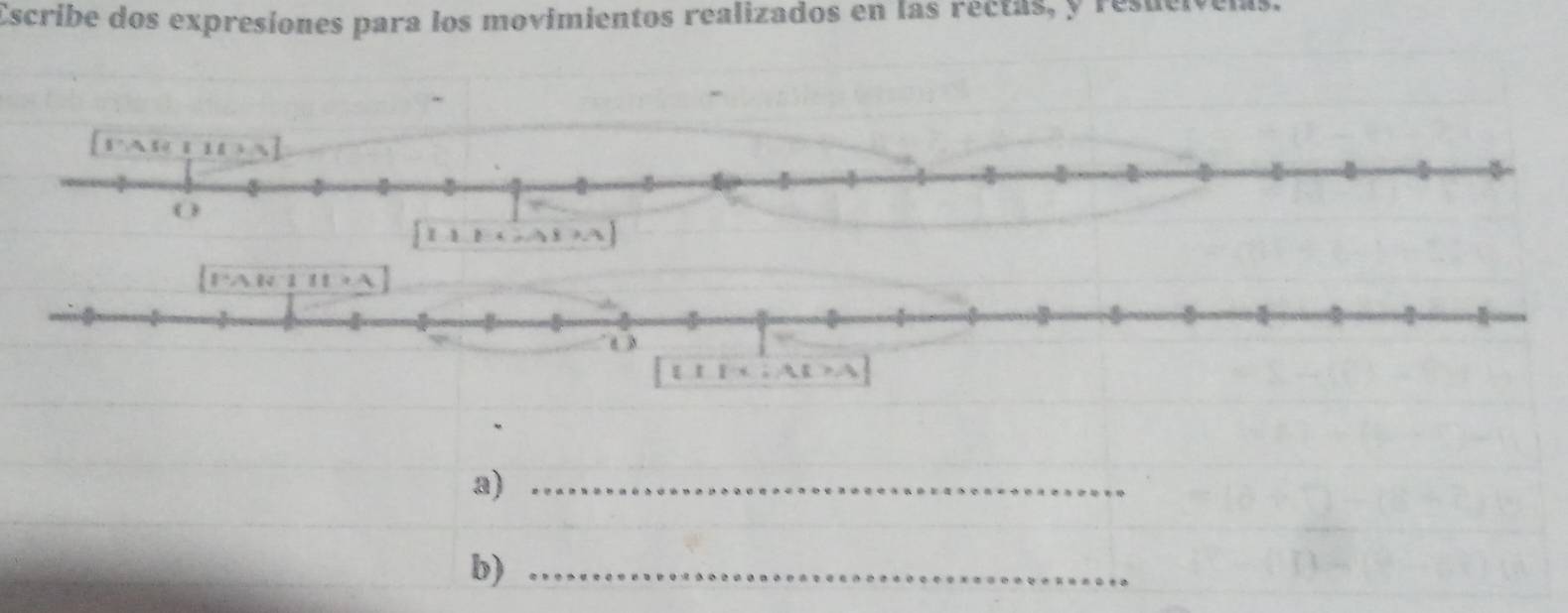 Escribe dos expresiones para los movimientos realizados en las réctas, y resuciv
a)_
b)_