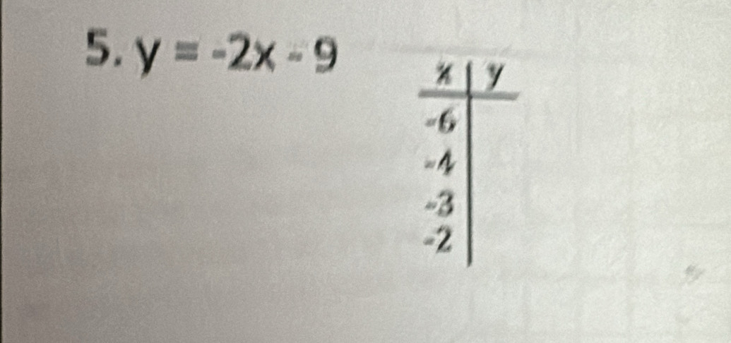 y=-2x-9