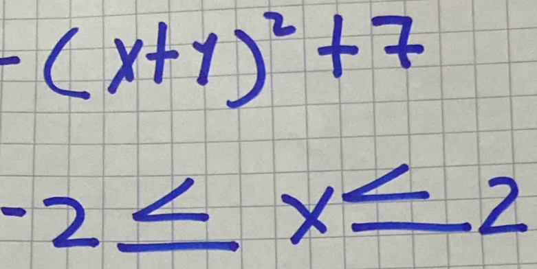 -(x+y)^2+7
-2≤ x≤ 2