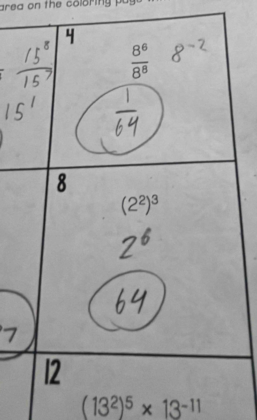 ar ea on the coloring  u y
(13^2)^5* 13^(-11)