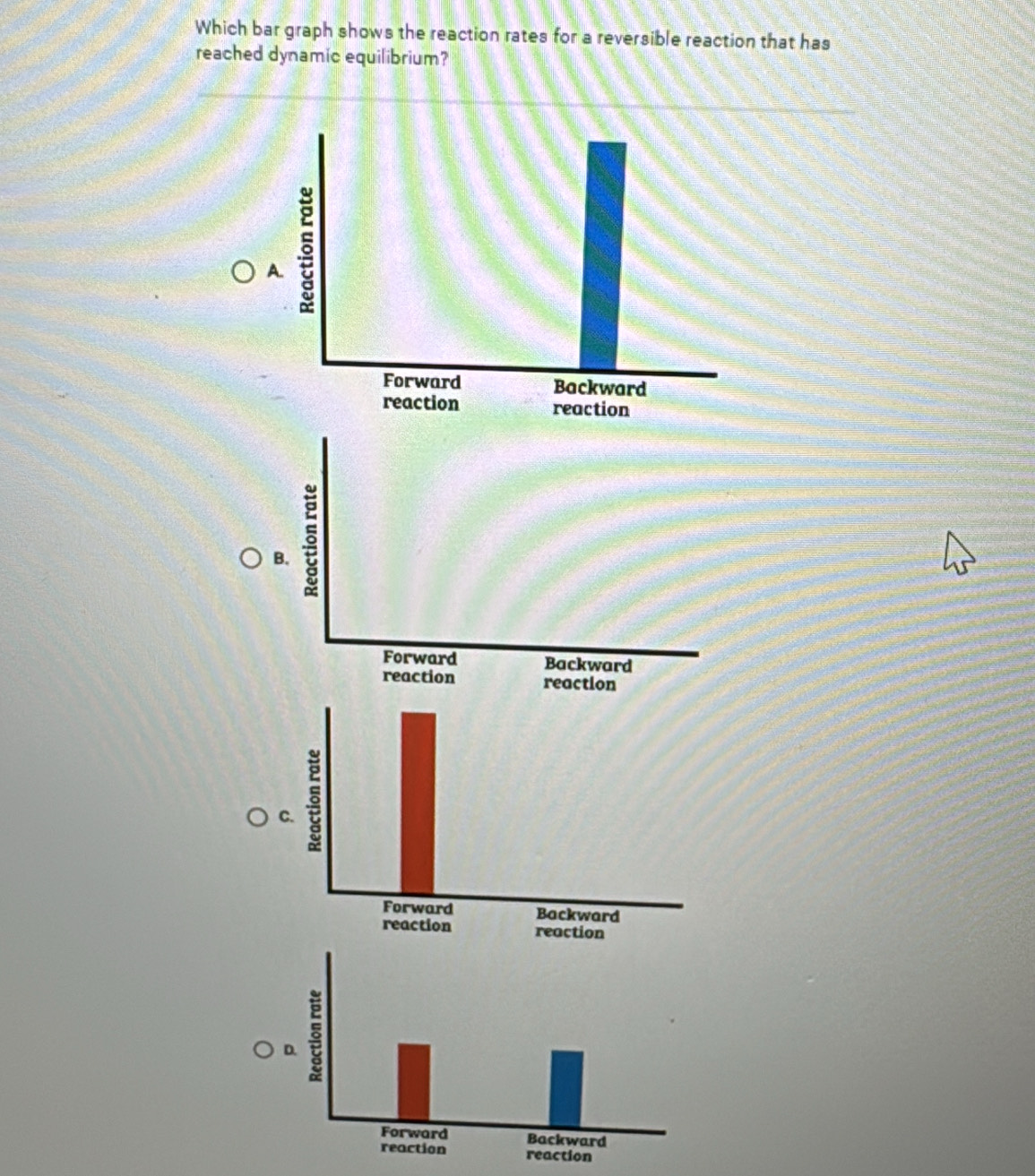 Solved: Which bar graph shows the reaction rates for a reversible ...