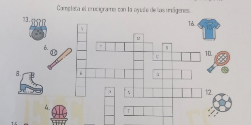 Completa el crucigrama con la ayuda de las imágenes.