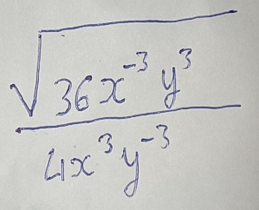  (sqrt(36x^(-2)y^3))/3x^(-3)y^(-3) =-1