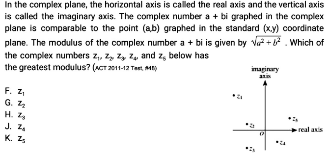 Solved: In the complex plane, the horizontal axis is called the real ...