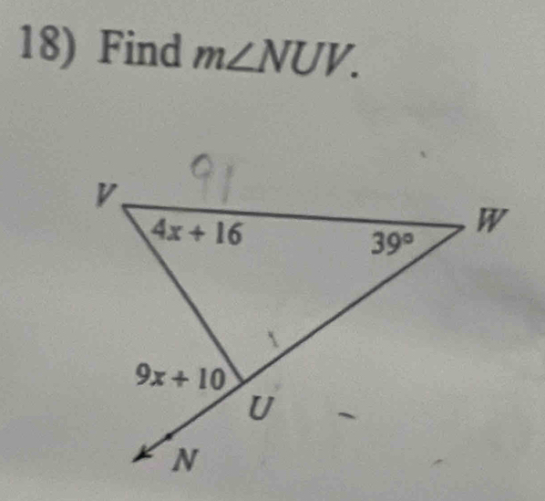 Find m∠ NUV.