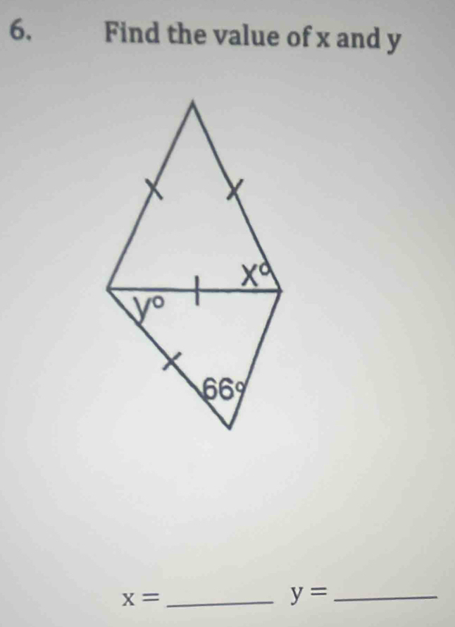 Find the value of x and y
_ x=
y= _