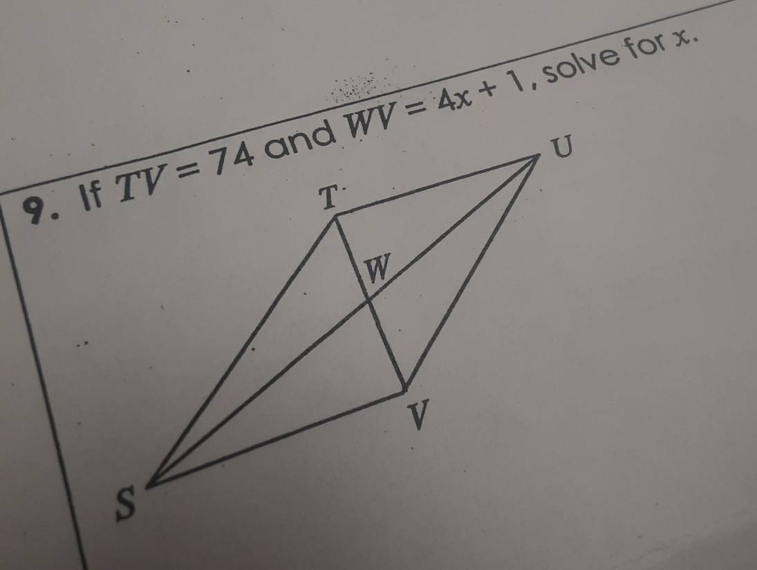 solve for x.
WV=4x+1