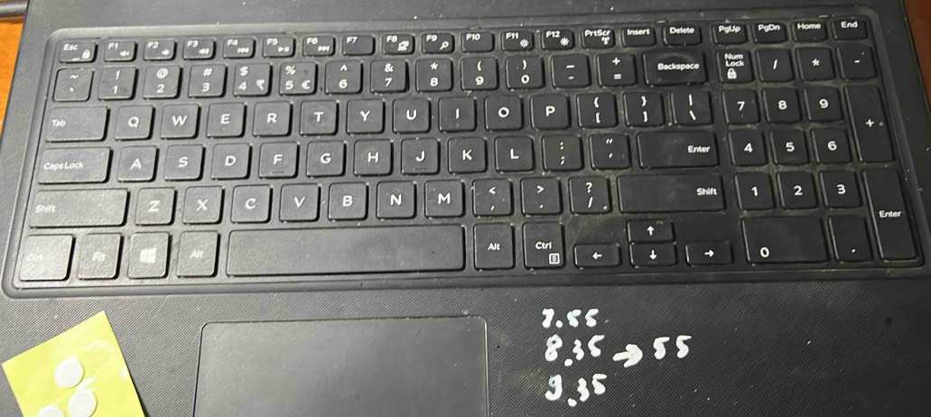 Delete End 
F10 
Esc 
8 9 。 : = Backspace 1 * 
w E R Y U 1 。 P (
7 8 9
1
: 
F G H J K L ; Enter 4 5 6
v B N M < > 
Shift 1 2 3. 1
Enter 
↑ 
Alt Ctrl 
← ↓ → 0 .
beginarrayr 8.35 3.35endarray to 55