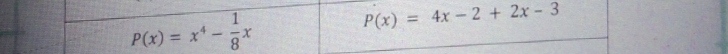 P(x)=x^4- 1/8 x
P(x)=4x-2+2x-3