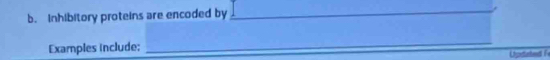 Inhibitory proteins are encoded by_ 
_ 
_ 
Examples include; 
_ 
Upaated i