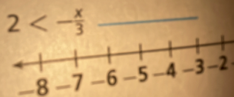 2<- x/3  _
8 −7 −6 −5 -4