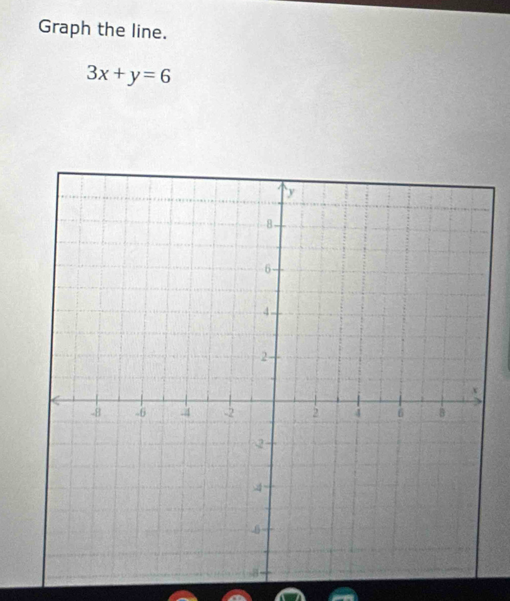 Graph the line.
3x+y=6