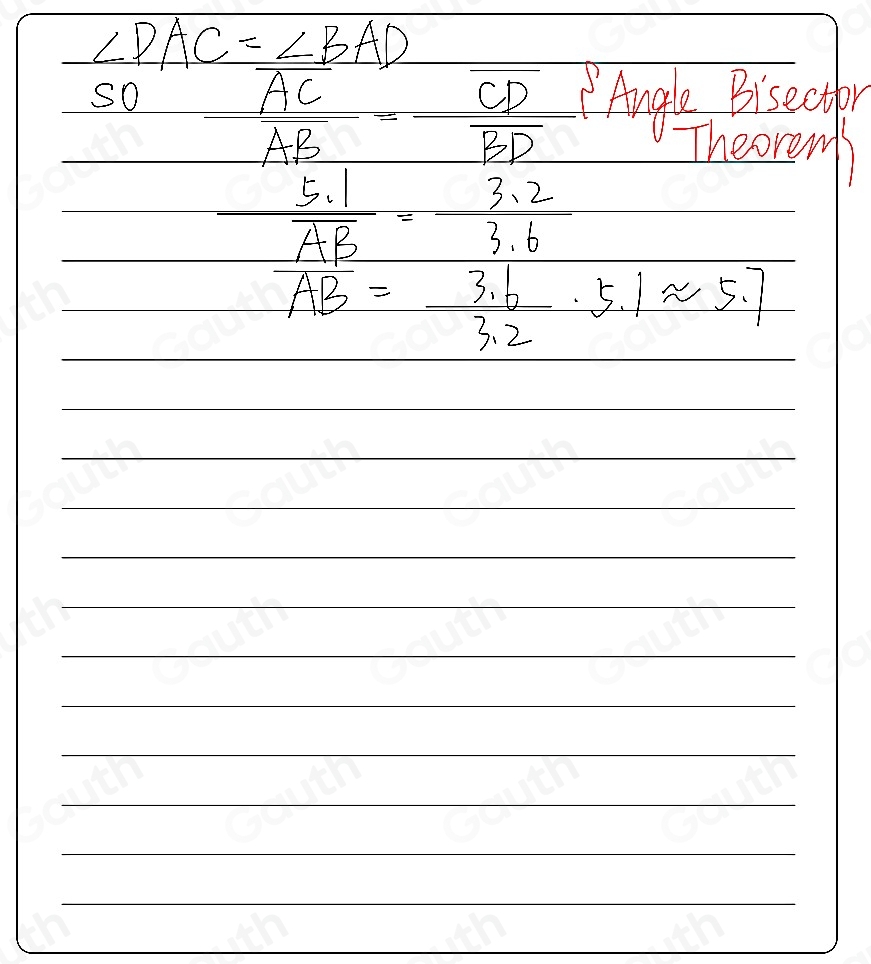 Solved: ∠ DAC=∠ BAD. What is the length of overline AB Round to one ...