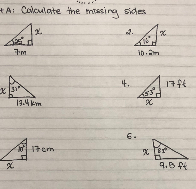 +A: Calculate the missing sides
2.
 
4.
 
6.