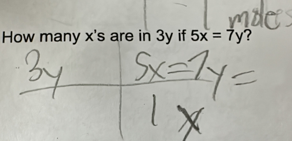 How many x 's are in 3y if 5x=7y ?