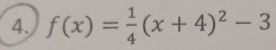 f(x)= 1/4 (x+4)^2-3