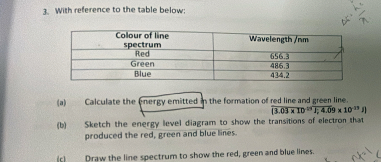 Solved: With reference to the table below: (a) Calculate the energy ...