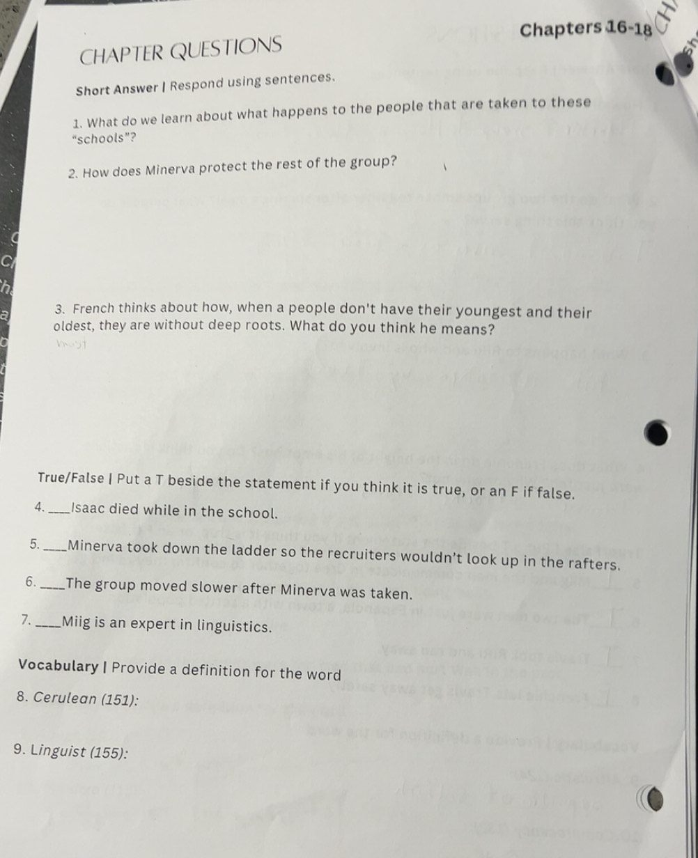 Solved: Chapters 16-18 CHAPTER QUESTIONS Short Answer | Respond using ...