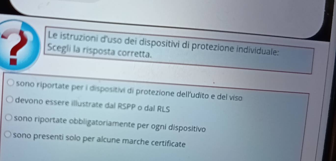Risolto:Le istruzioni d'uso dei dispositivi di protezione individuale ...