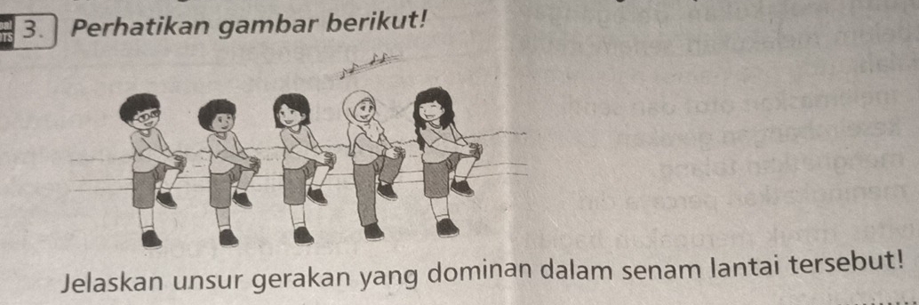 Perhatikan gambar berikut! 
Jelaskan unsur gerakan yang dominan dalam senam lantai tersebut!