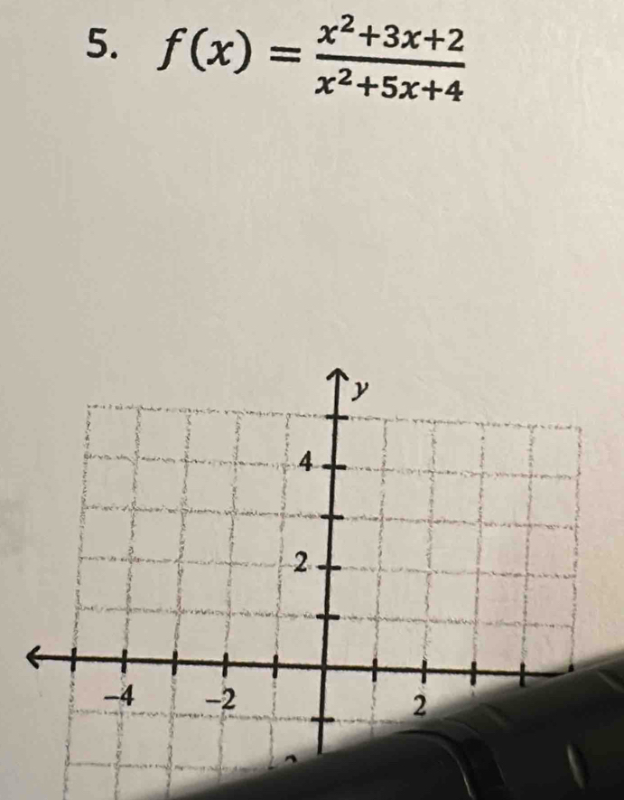 f(x)= (x^2+3x+2)/x^2+5x+4 