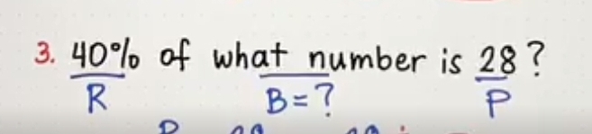  40% /R  of what number is  28/p  ?
B= 7