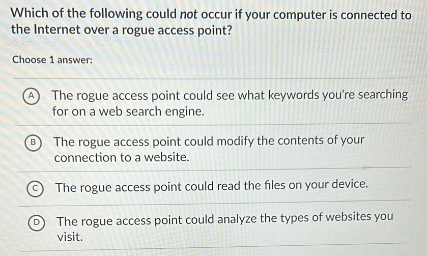 Solved: Which of the following could not occur if your computer is ...