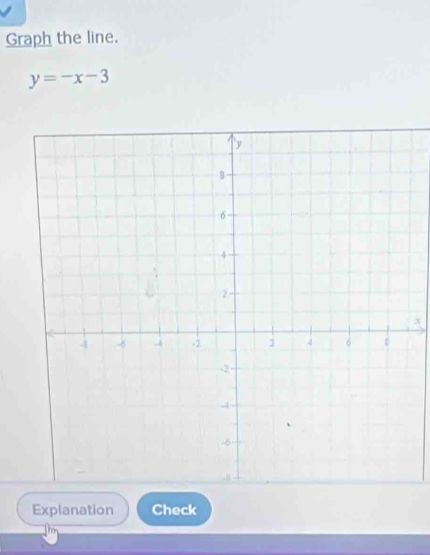 Graph the line.
y=-x-3
x
Explanation Check