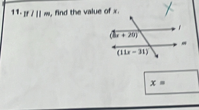 Ifl||m , find the value of x.
x=