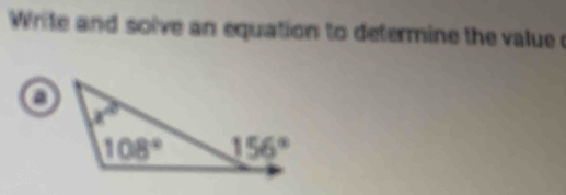 Write and solve an equation to determine the value e