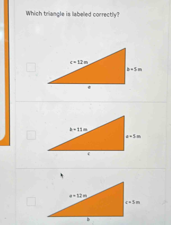 Which triangle is labeled correctly?