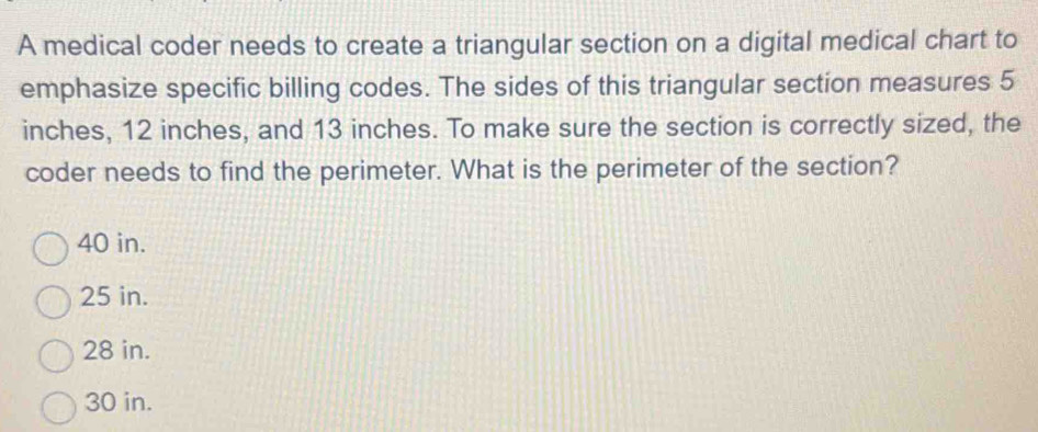 Solved: A medical coder needs to create a triangular section on a ...