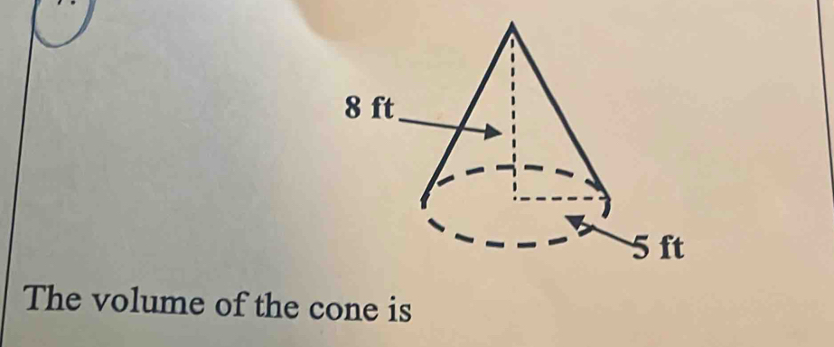 The volume of the cone is