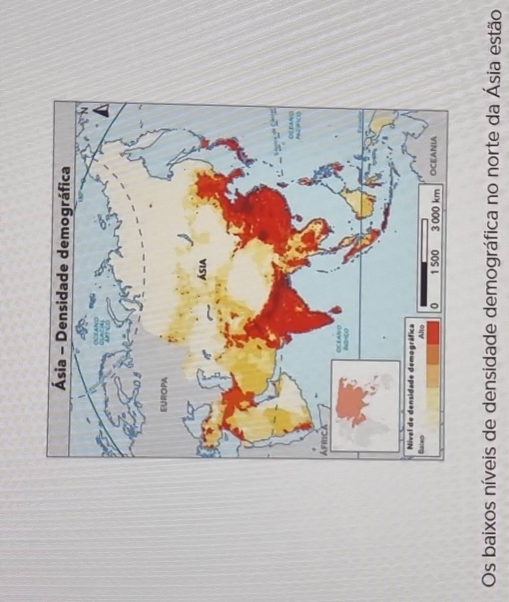 Os baixos níveis de densidade demográfica no norte da Ásia estão