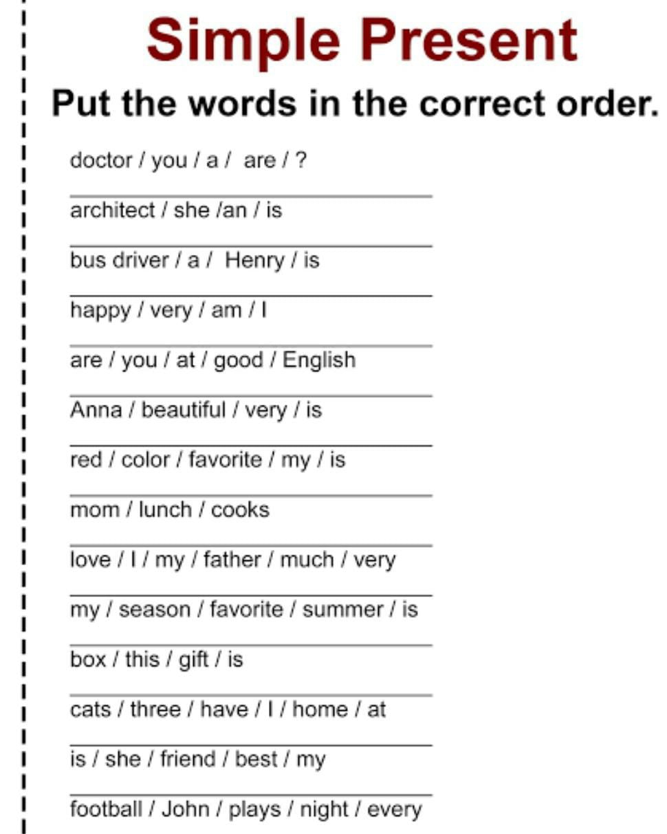Solved: Simple Present Put the words in the correct order. doctor / you ...