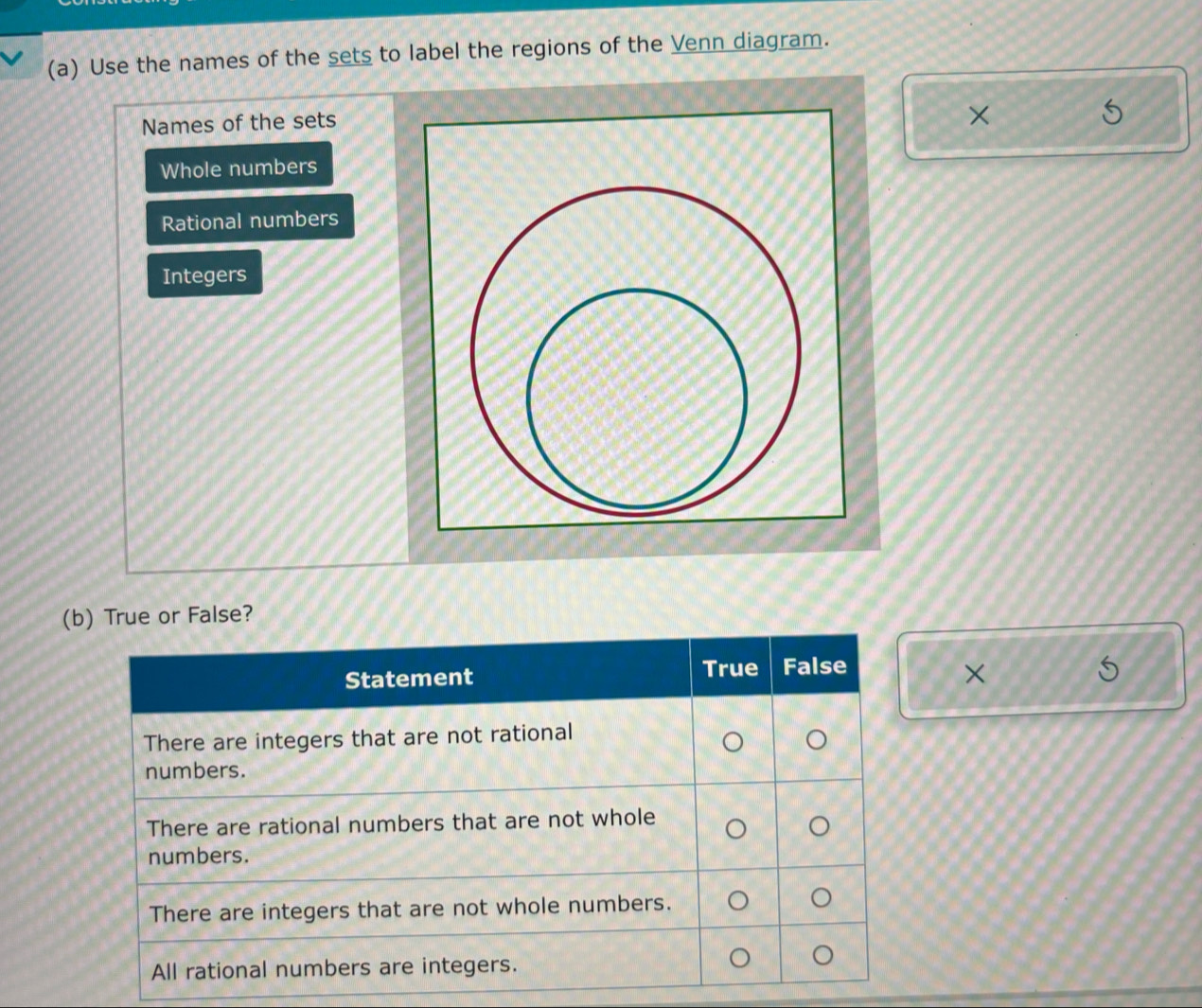 Solved: Use the names of the sets to label the regions of the Venn ...