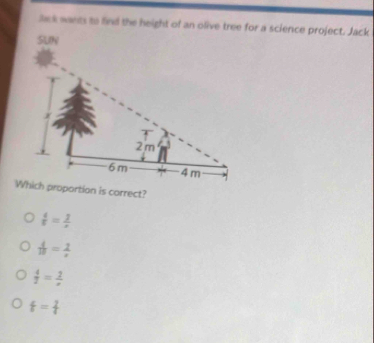  4/5 = 2/x 
 4/10 = 2/x 
 4/2 = 2/x 
xi = 2/4 